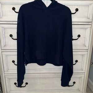 ALO Yoga Navy Blue Muse Ribbed Hoodie